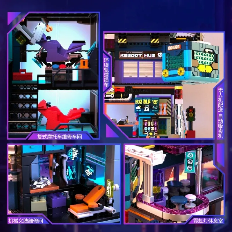 2098PCS Cyber Repair House Building Set Città Appartamento Architettura Modulare Building Block Modello di Montaggio Kit Regalo Giocattolo Di Natale