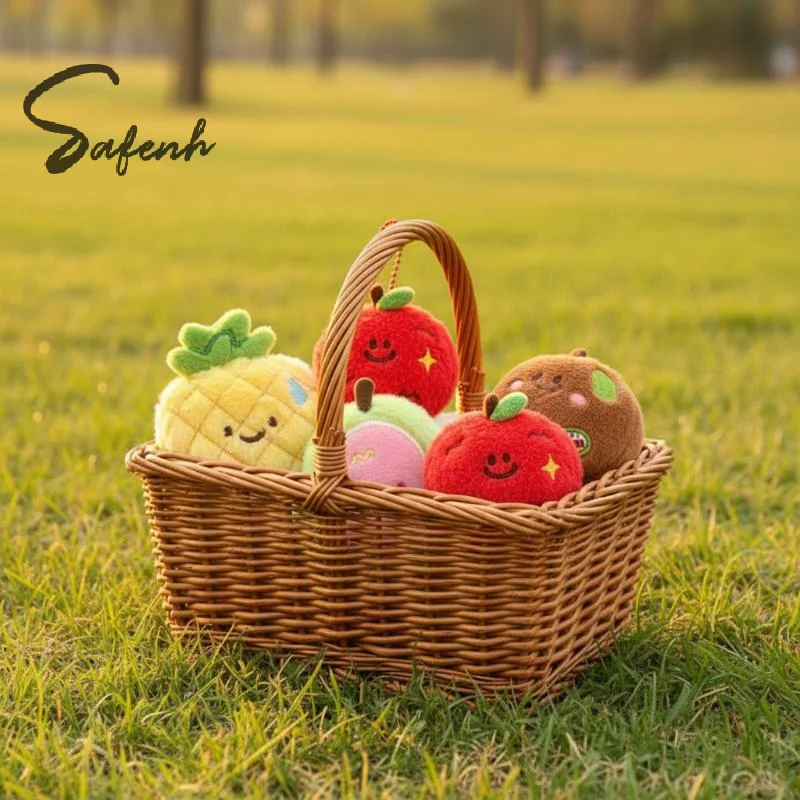 Cute Soft Plush Fruit Pendant Keychain Cartoon Durian Strawberry Portable Hanging Rope Backpack Decoration Keychain Gift