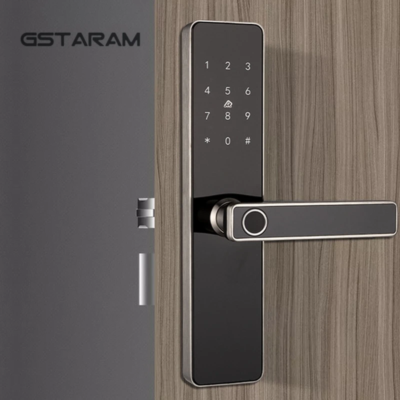 Fingerprint Lock Smart Glass Door Glasses Biometric Electronic Control Door Lock  RFID Remote Unlock Handle Digital Keyless Lock