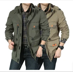 Autumn/Winter Outdoor Leisure Rush jacket, Large size Medium length waterproof and breathable men's jacket