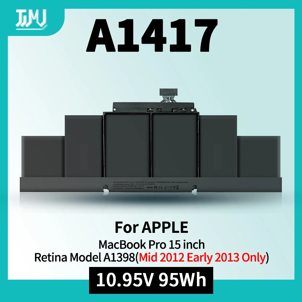 A1417 Laptop Battery for MacBook Pro 15 inch Retina A1398 [ Mid 2012 Early 2013], fits MD831LL/A MC975LL/A MC976LL/A ME665LL/A