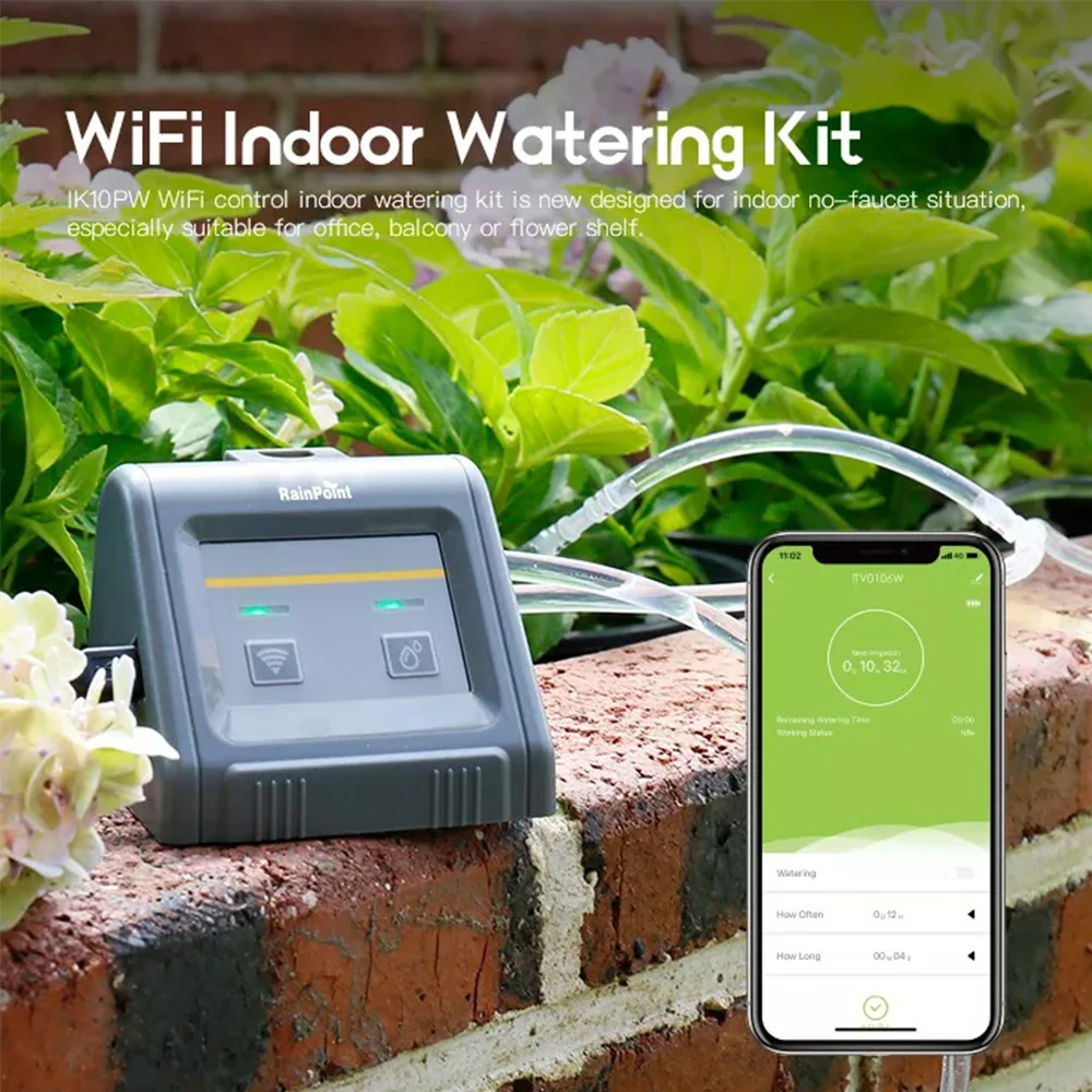 HIMOJO-WiFi Inteligente Tuya Interior Flor Rega Bomba Kit Tubo, Registro de Água Automático, Controle Remoto Temporizador, Irrigação Jardim, Novo