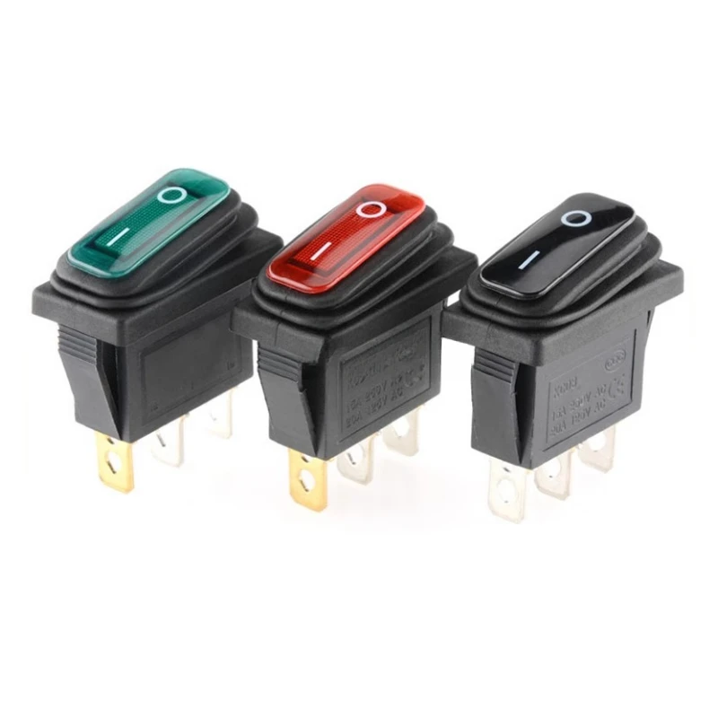 1pcs KCD3 On Off 15A 20A 125V 250V AC Heavy Duty DPST Sealed Waterproof Auto Boat Marine Toggle Rocker Switch with 3pins