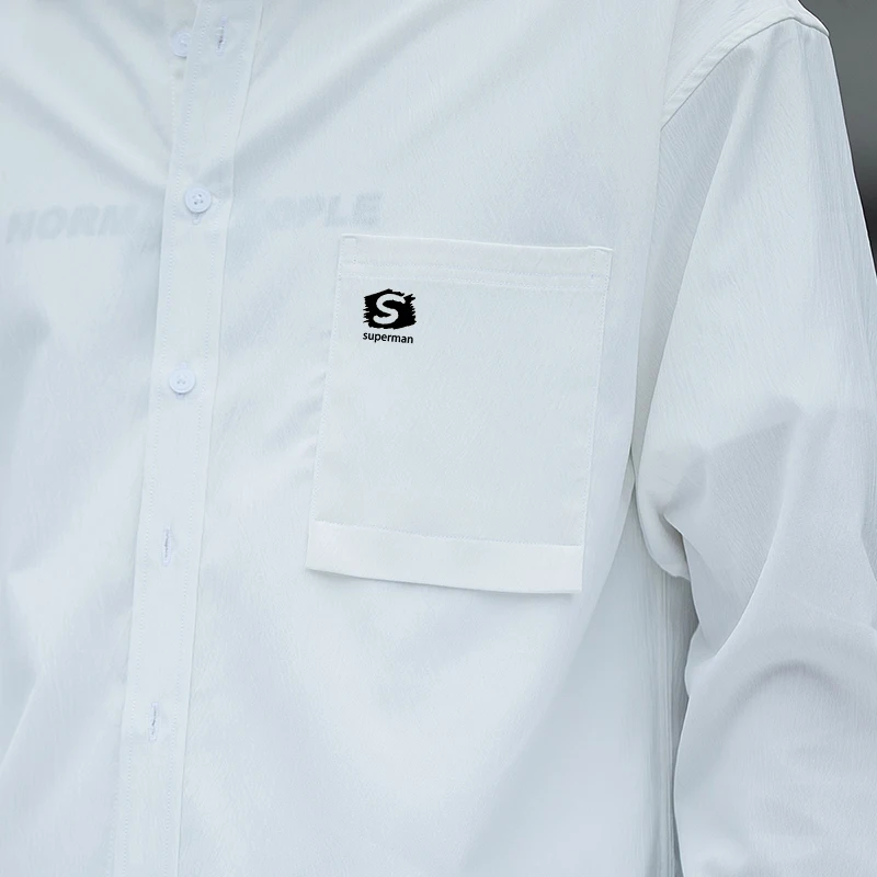 Chemise blanche décontractée pour homme, chemise confortable pour homme, signe "S"