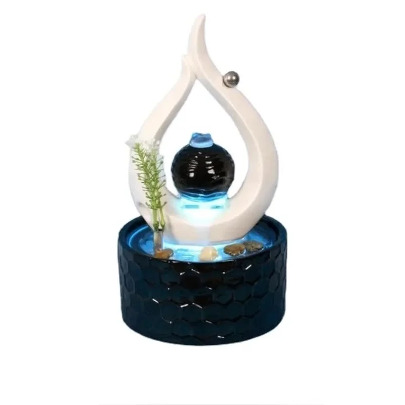 Small Led Light Decorative Desktop Fiber Glass Water Fountain