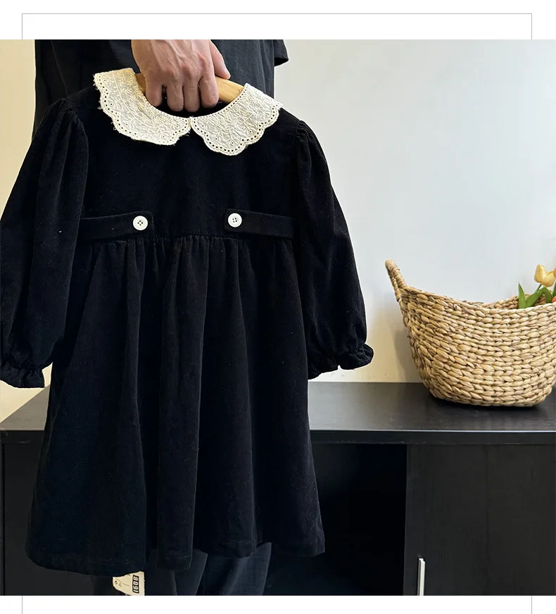 Girls Skirts 2024 Autumn New Childrens Clothes Baby Girls Foreign Corduroy Princess Dress Casual Simple and All-matching