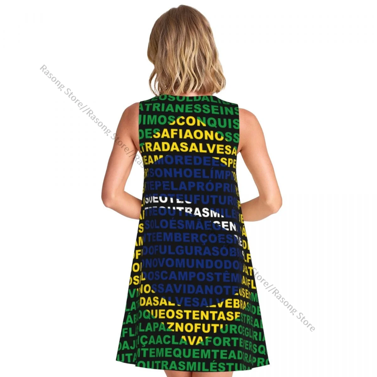 レディースブラジル国旗柄サマーカジュアルTシャツビーチカバーアップタンクトップワンピース