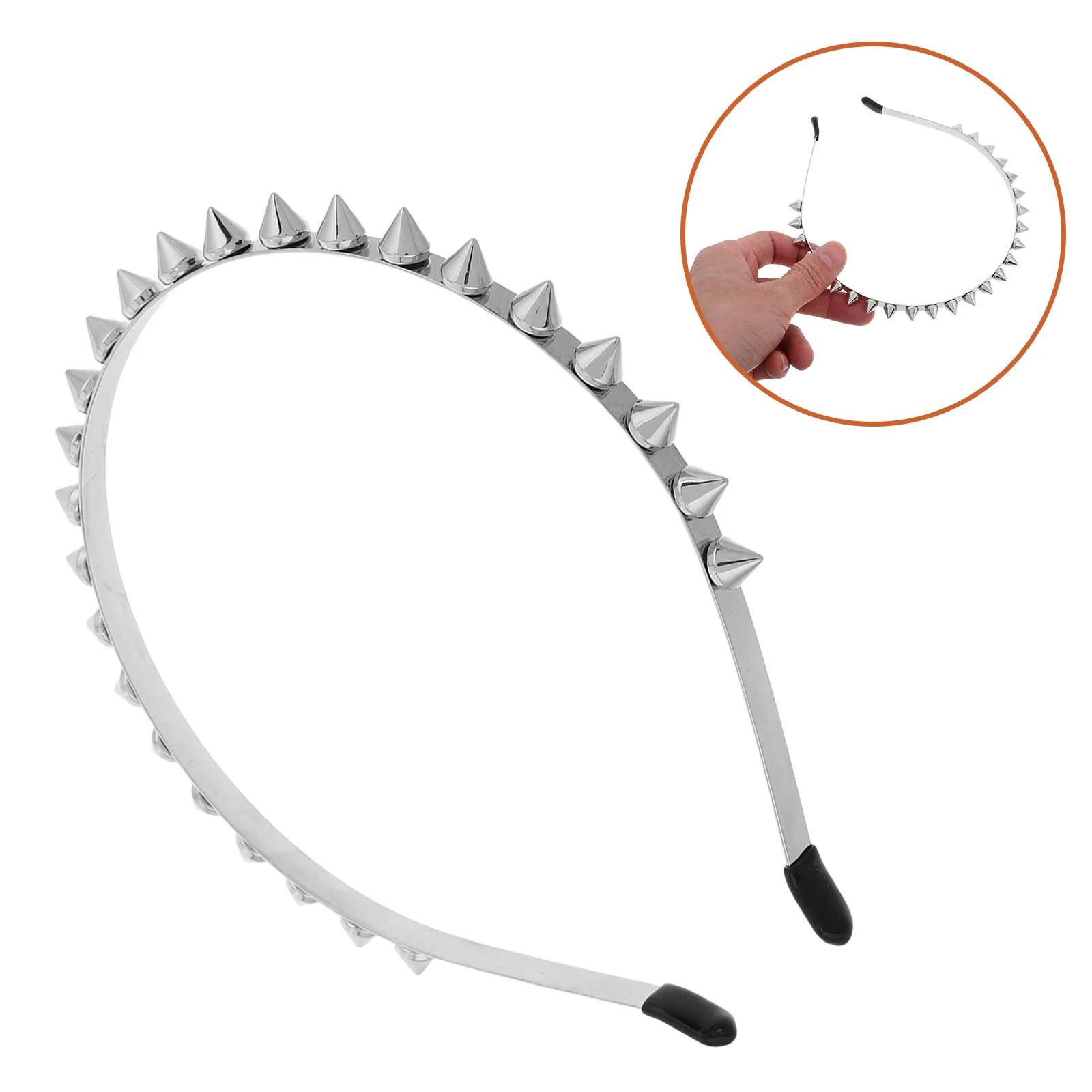 Spiked Headband Punk Style Metal Rivets Headwear Festival Concert Cosplay Costume Party Accessories Women Studded Headband