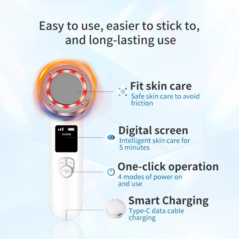 Care Home Use Ems Led Portable Face Lift Massager Hot and Cold Firming Skin Care Beauty Meter