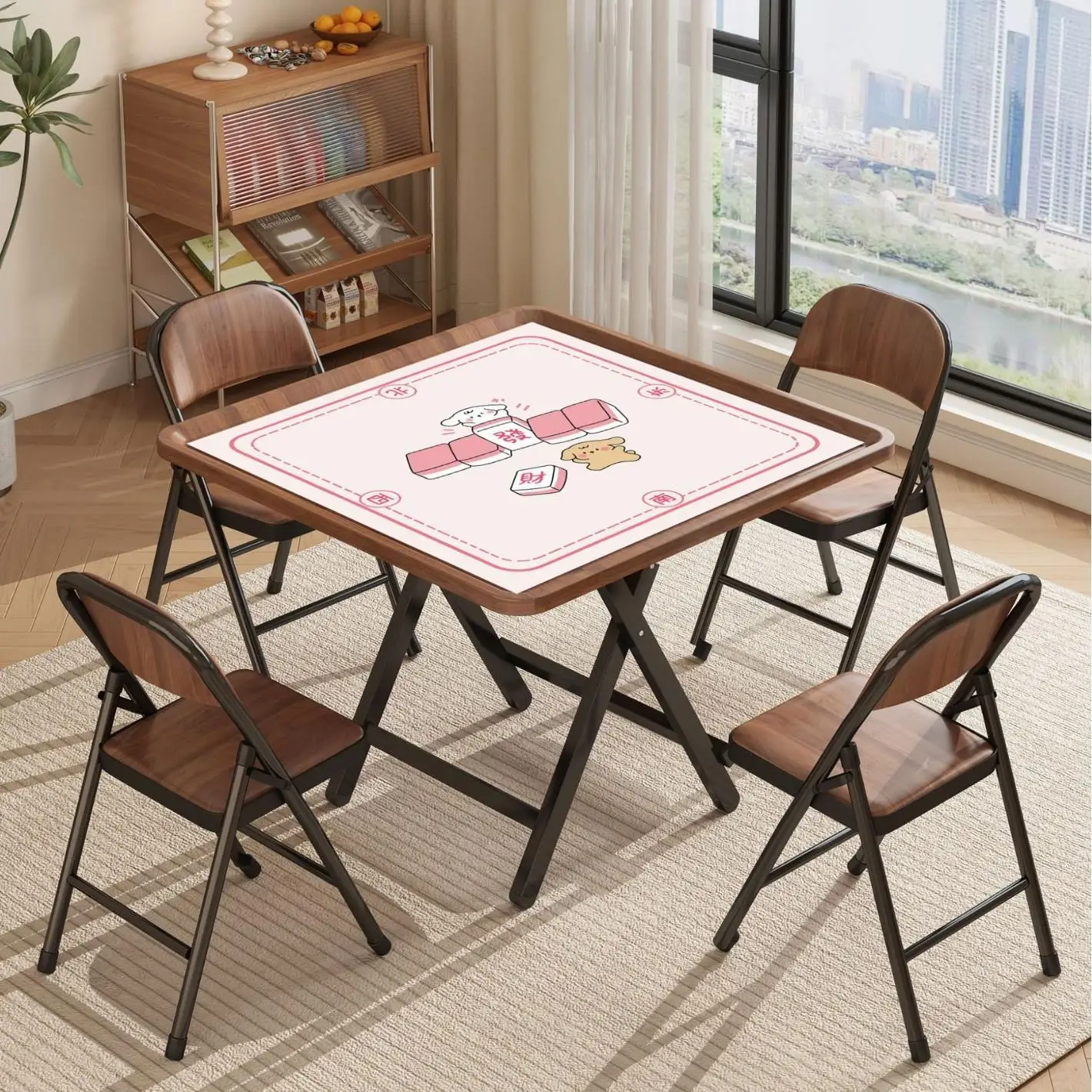 tavolo-da-pranzo-multifunzionale-quadrato-con-area-per-poker-e-scacchi-integrata-nessuna-installazione-richiesta-con-tappetino-da-tavolo-marca-bamboo-mountain