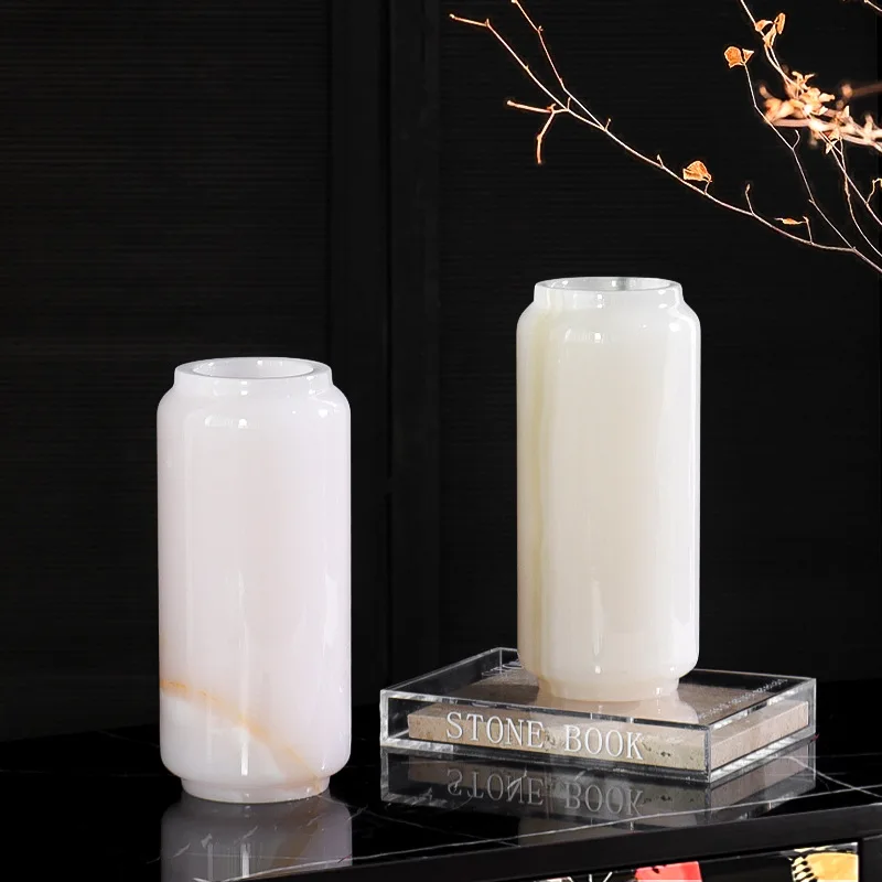 Home Modern Light Luxury New Chinese Villa Hotel Entrance A few natural jade flower ware floral decoration ornaments