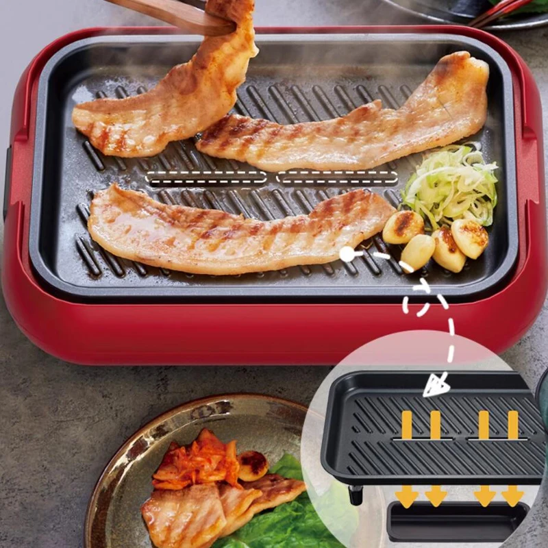 เตาย่างกะทะย่างไฟฟ้า220โวลต์หม้อนึ่ง, หม้ออบและต้มแบบบูรณาการสำหรับบ้านหม้อร้อนบาร์บีคิว
