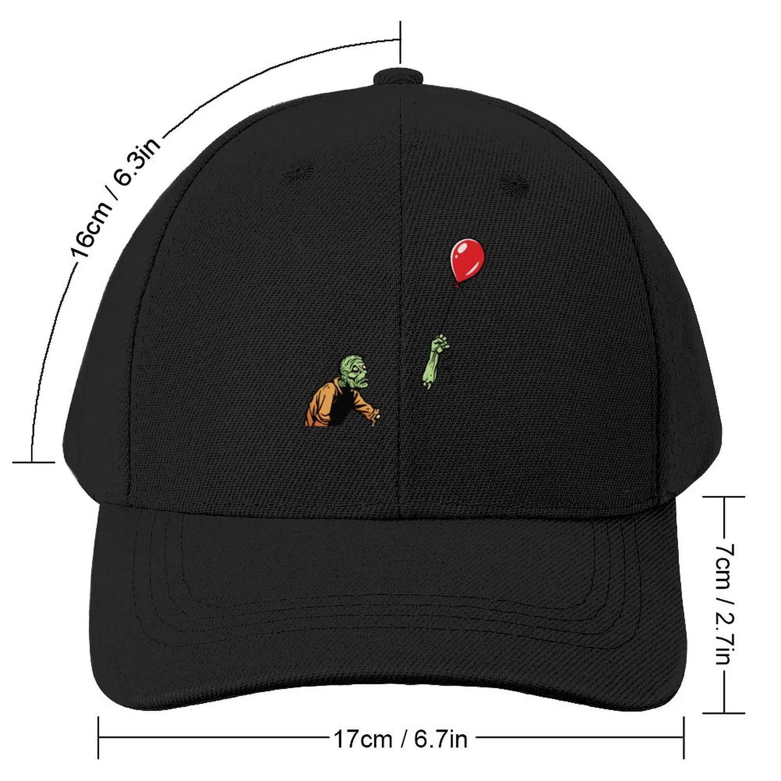 Sad Zombie with Balloon Classic T-Shirt Baseball Cap cute Golf Cap hiking hat Big Size Hat Men's Women's