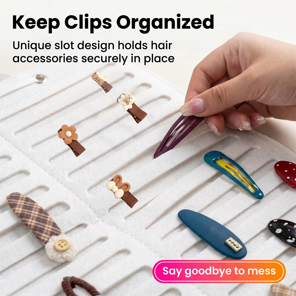 1pc white wall mounted hair accessory and jewelry organizer with foldable hanging rope to save countertop space hair clip