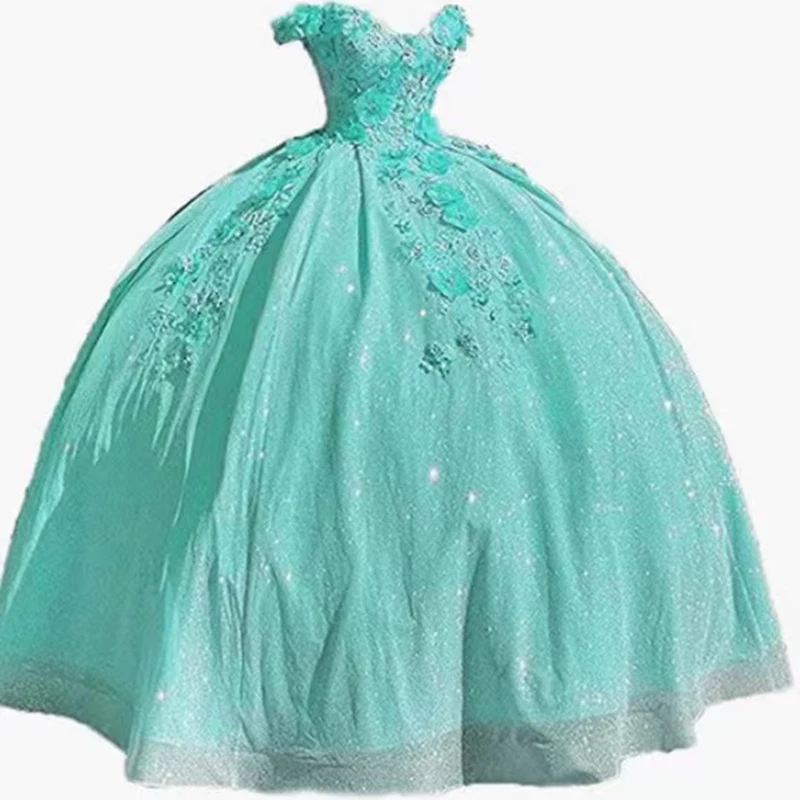 Abito da ballo personalizzato Donna Abiti Quinceanera Applique Fiori Prom Party Abiti da laurea Formale Masquerade Vestido De 15 Anos