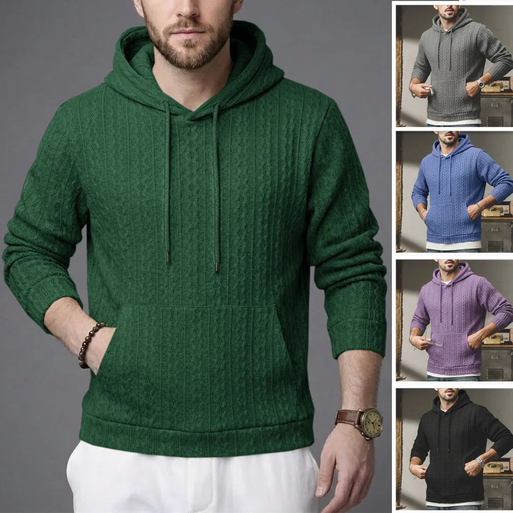 

2026 American Men's Hooded Sweatshirt, Spring And Autumn Jacket, Jacquard Style, European Size