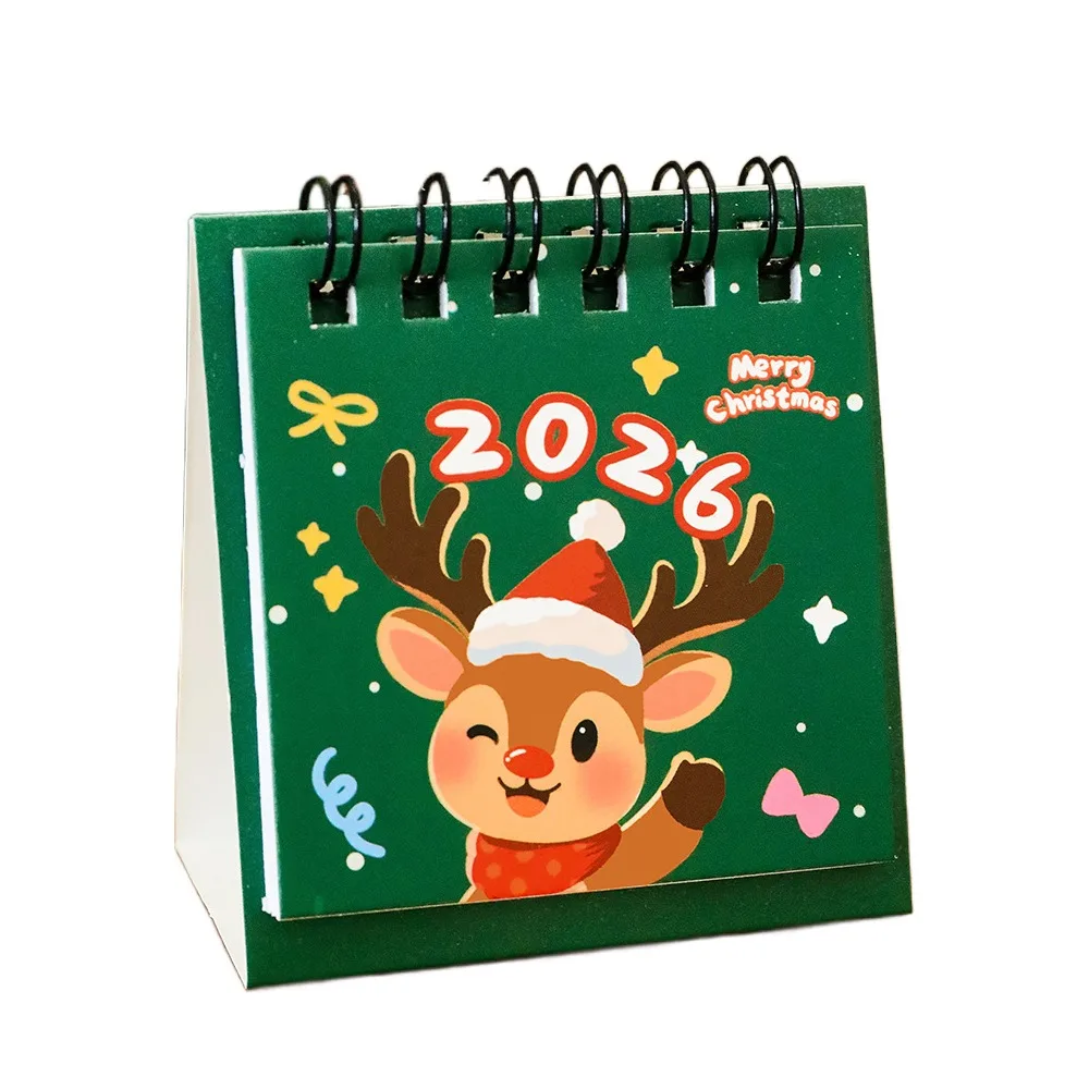 

Cute Christmas 2026 Desk Calendar Coil Binding Cartoon Schedule Planner Portable Daily Planner Office School Supplies