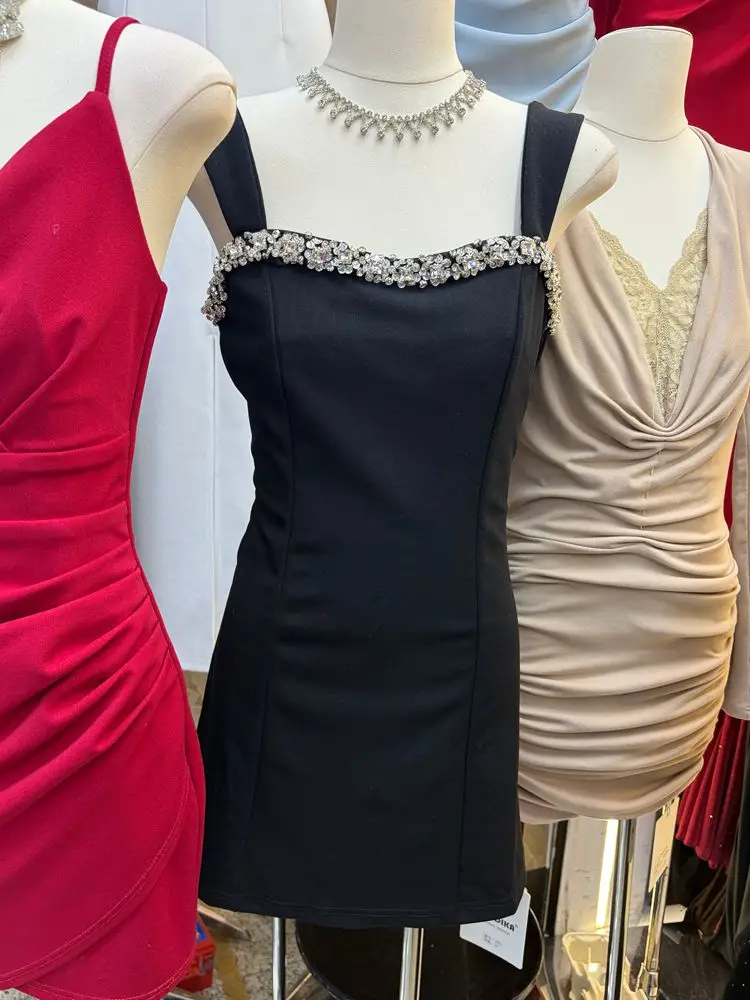 

High Quality French Luxury Diamonds Strap Party Dresses For Women