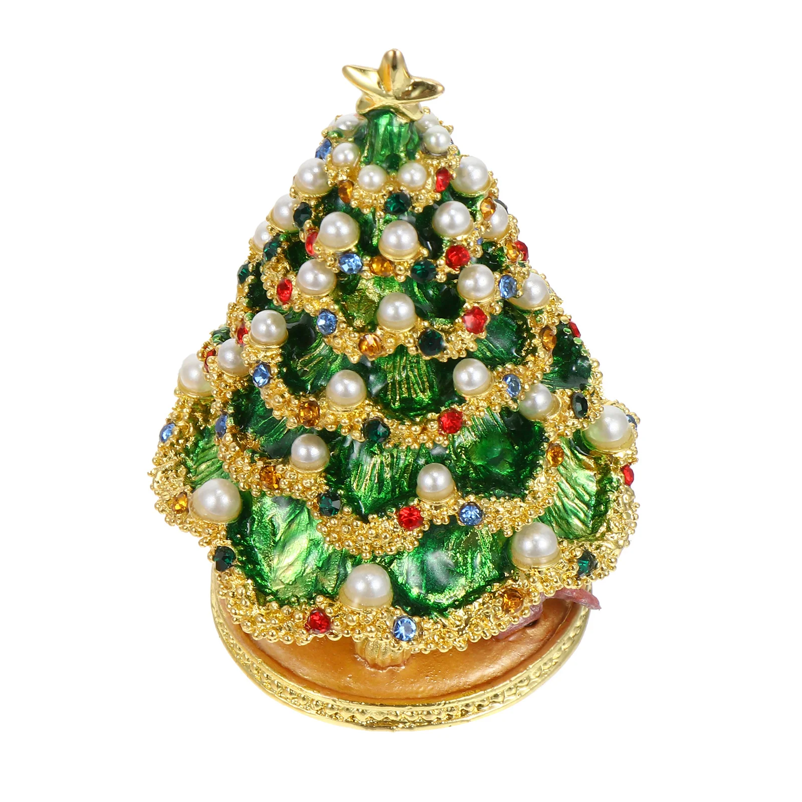 

1Pcs Exquisite Christmas Tree Decor Ornament Creative Desktop Adornment Storage Box for Rings Earrings Jewelry Organizer Xmas