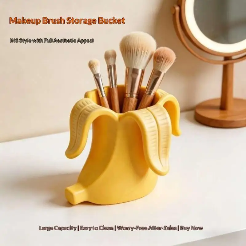 Aesthetic Banana Shaped Pen Holder Cute 3D Printed Yellow Desk Organizer 1Pcs Stationery Storage for Office School Desktop