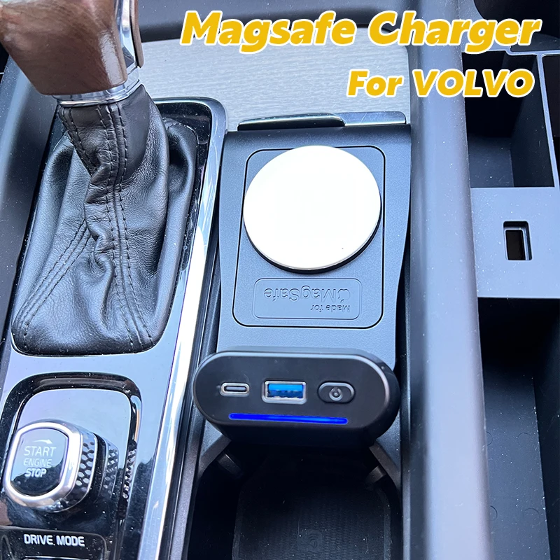 MFI Magsafe Wireless Charger For Volvo Xc60/90 S60/90 V60/90 Magnetic Attraction Fast Charging For ipone12/13/14 series