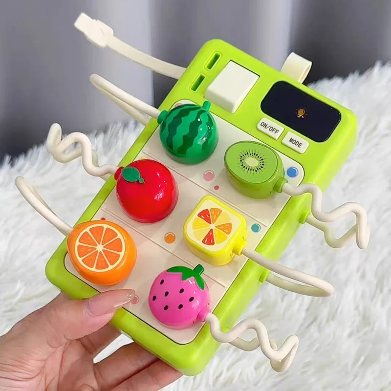 Kids Busy Board Plug Toy Simulation Plug Outlet with Light Sound Toddler Training Enlightenment Early Educational Sensory Toy