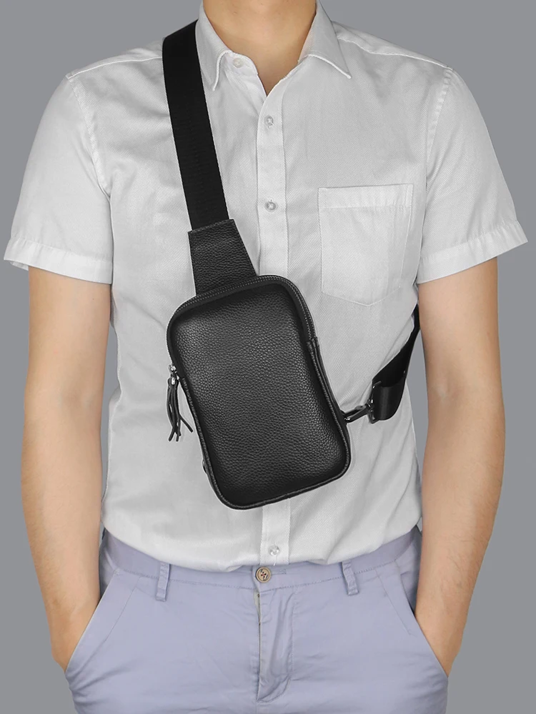 Kleine Umhängetasche aus Leder für Herren, Schultertasche, Damen-Tagesrucksäcke, Brusttasche für Angeln, Reisen, Wandern, Rucksäcke, Outdoor-Sportarten – Detail 8