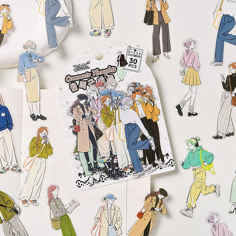 Vintage Life Girl Character Landscape PET Sticker Creative DIY Journal Material Collage Scrapbooking Stationery