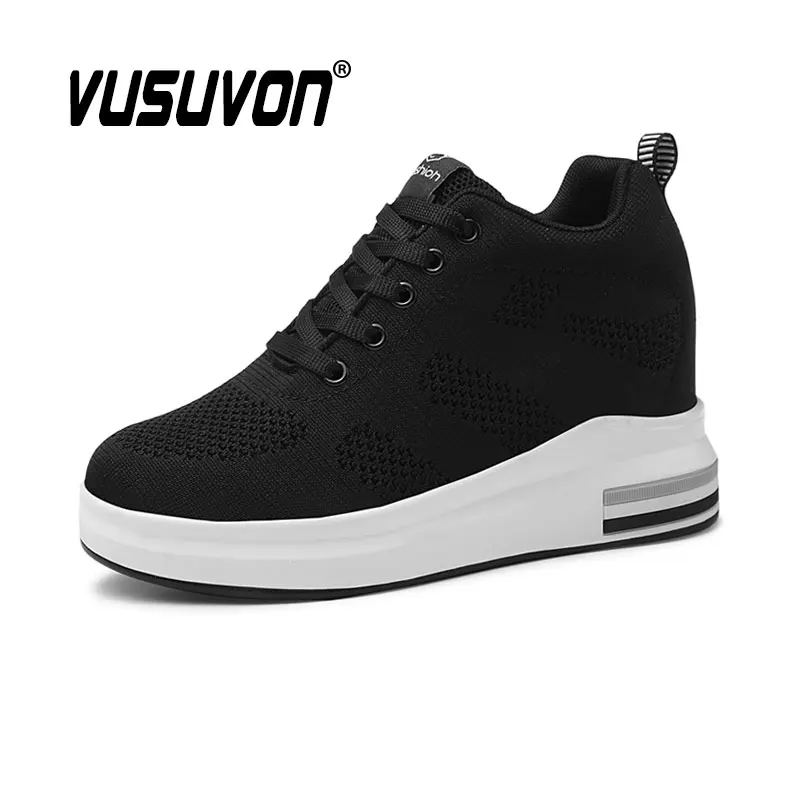 Women Shoes Breathable 5CM Platform Casual Outdoor Lightweight Fashion Mesh For Walking Fitness Black Tenis Feminino Flats