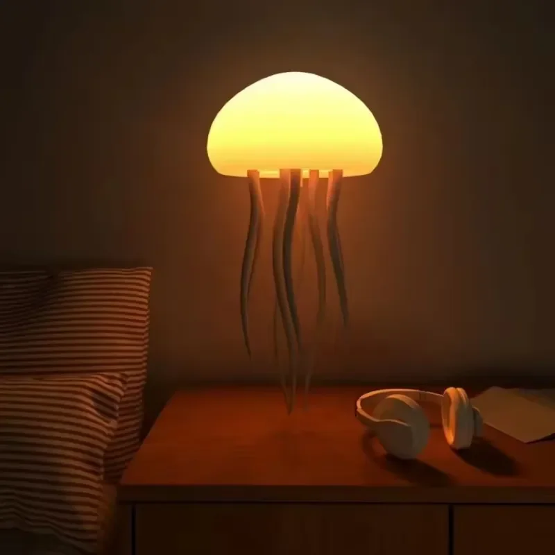 Automatic Dancing Jellyfish LED Night Light Voice Control Color Changing Battery Powered Home Decor Lamp