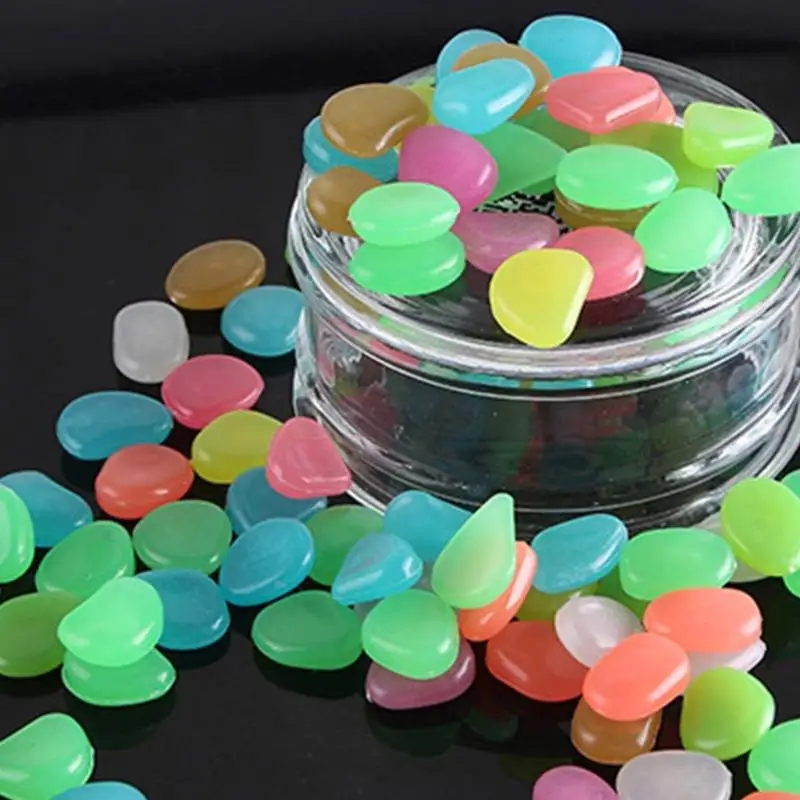 100 Pieces Glowing Rock Resin Decorative Stone for Potted Plant Fish Tanks and Night Landscape Design 