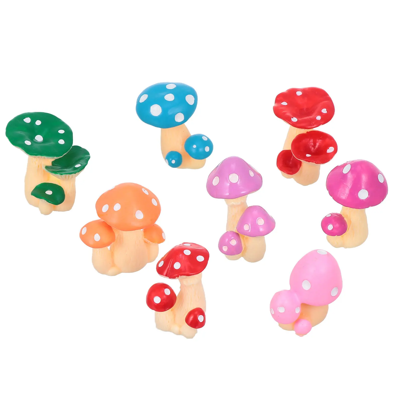 8Pcs Lifelike Mini Resin Mushroom Figurines Fairy Garden Accessories Micro Landscape Decorations Miniature Mushroom Ornament Set
