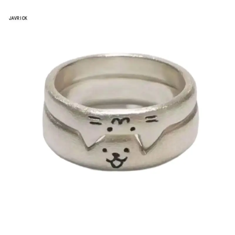 Fashionable Couple Rings Accessory Eye catching Alternative Couple Rings Stylish Silver Rings for Pet Lovers