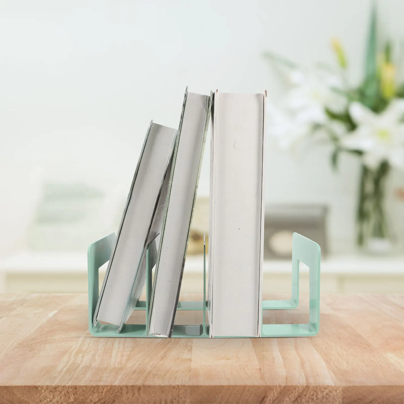 

Bookend Divider 4 Section Large Capacity Desktop Organizer Book Holder Shelf Magazine Rack Storage Binder Holders File