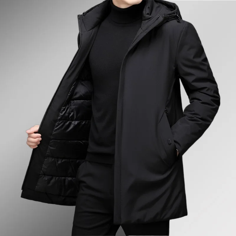 Winter Middle-aged and Elderly Men\'s Hooded Solid Color Oversized Thickened Warm Cotton Jacket