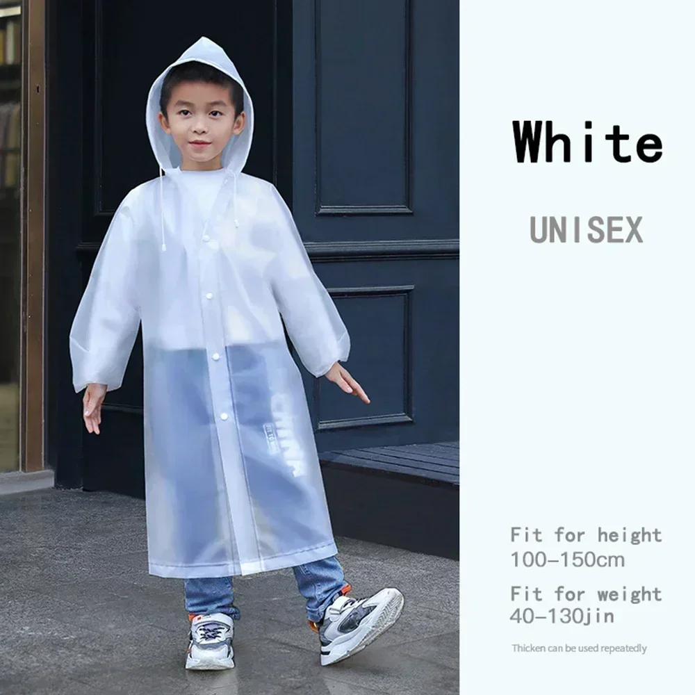 New Fashion Children Raincoat EVA Waterproof Thickened Rain Coat Reusable Transparent Rain Jacket Clear Kids Tour Rainwear Suit