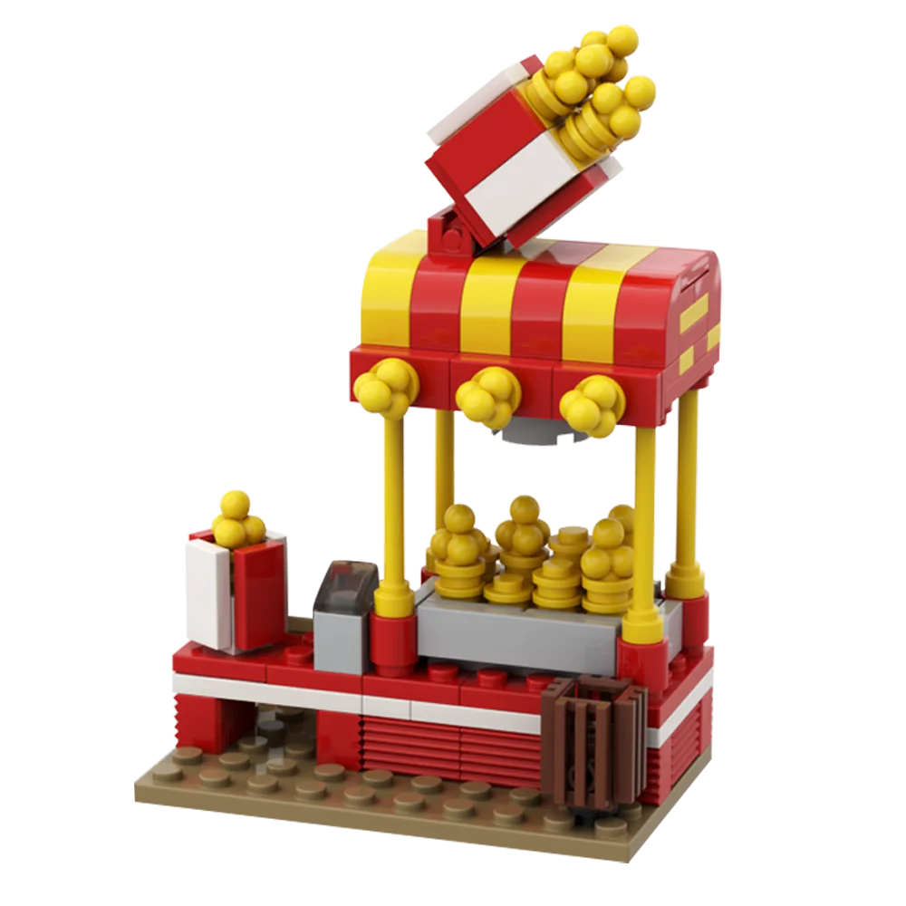 Gobricks MOC City Popcorn Stand Night Market Stalls Model Building Block set Cheese Stand Stall Education Brick Toys Kids Gift