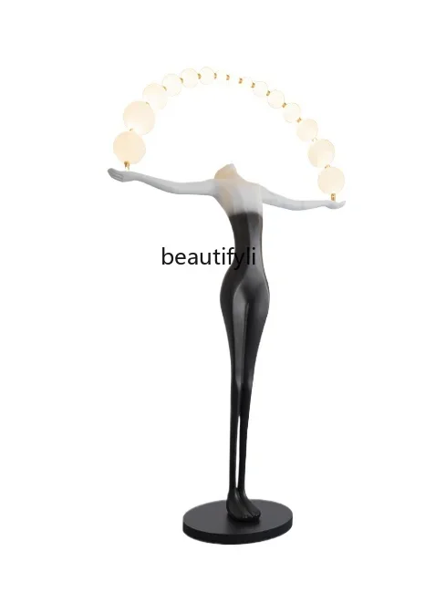 cqyFigure art sculpture hotel lobby under the stairs living room soft floor lamp decorative ornament