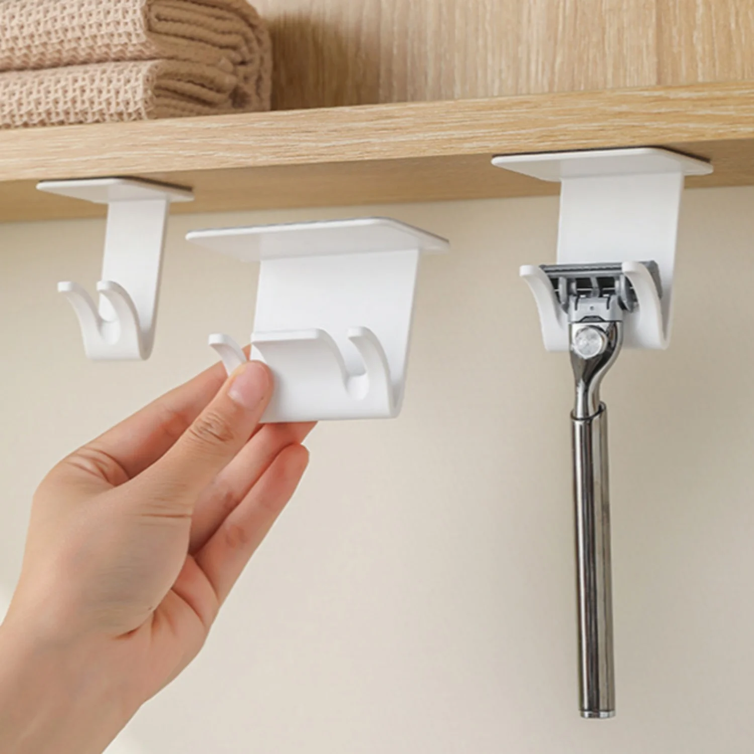 Self Adhensive Shaver Rack Strong Load Bearing Organizer Rack For Shaver Razor Men's Shaving Blade Wall Mounted Storage Rack