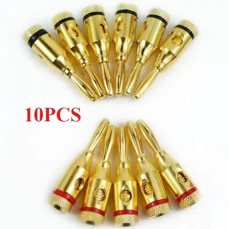 10Pcs 4mm Gold-Plated Banana Plug Adapter Sound Amplifier Cable Wire Audio Speaker Connector Banana Connectors with Screw Lock