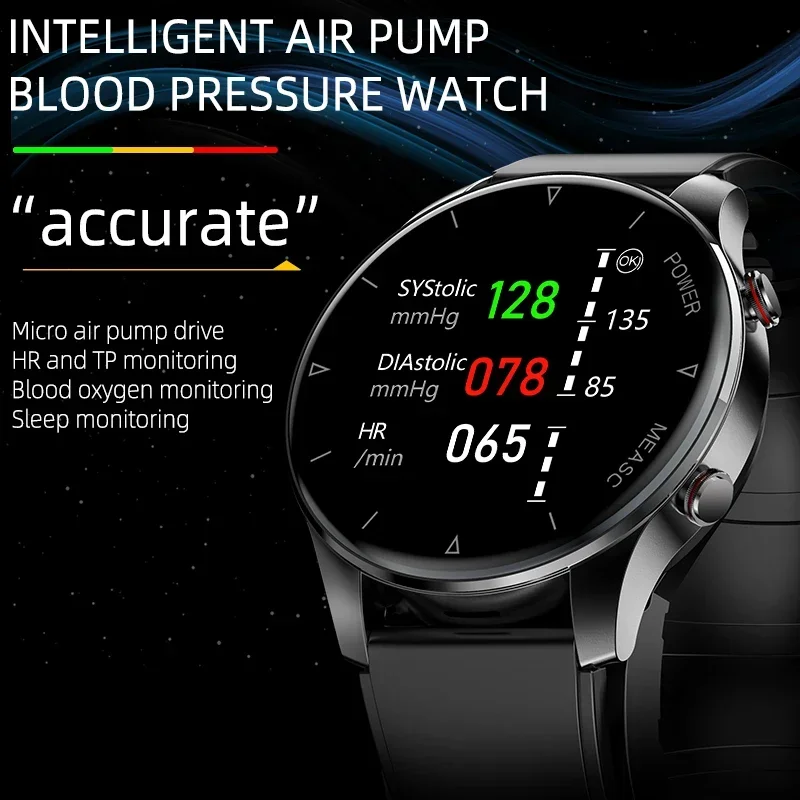 Air Pump+air Bag Type True Blood Pressure Smart Watch, Temperature Real Data Medical Sphygmomanometer Smartwatch for IOS Android - Image 3