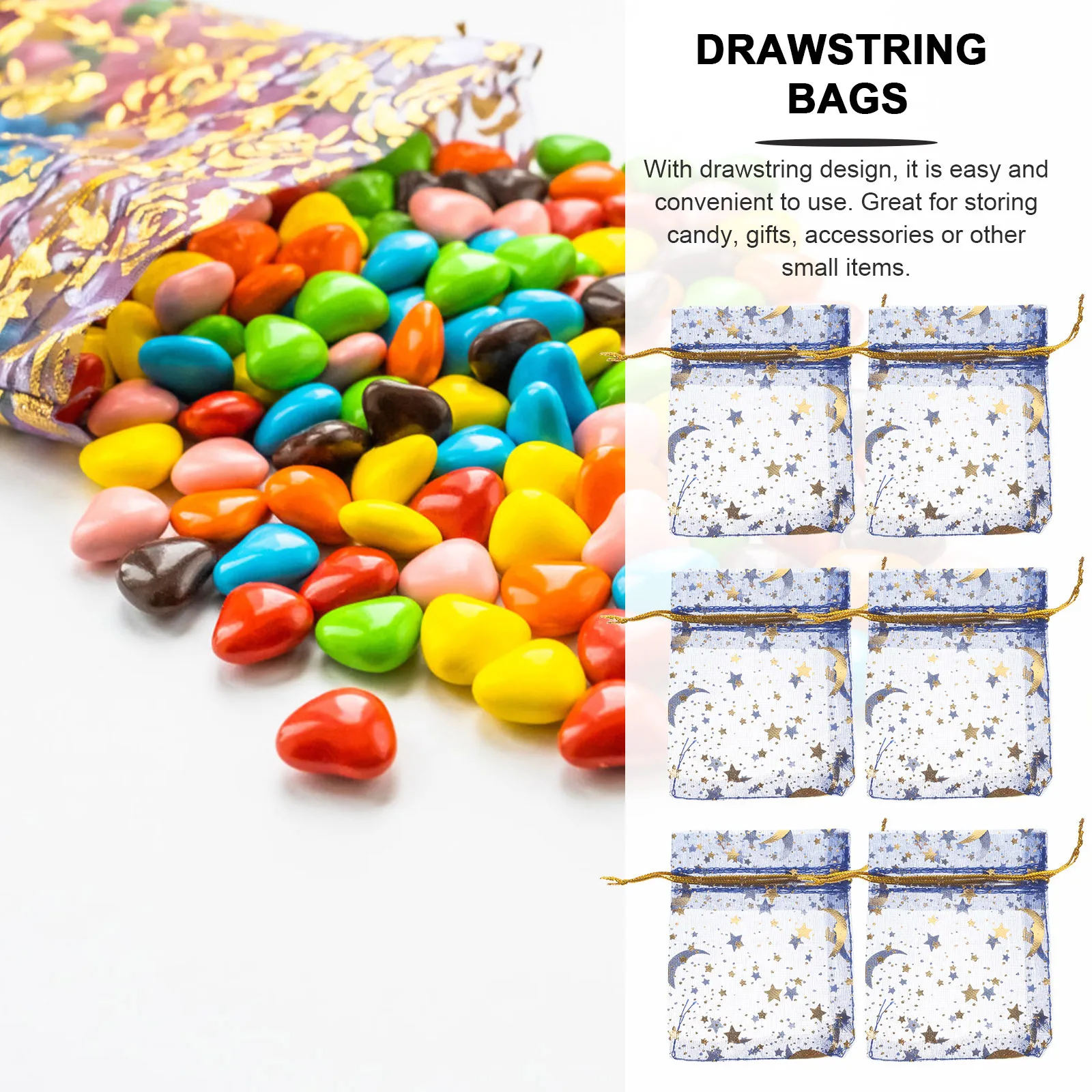 

100pcs Organza Drawstring Bags Gift Bag Mesh Small Clear Jewelry Pouches Favor Wedding Party Soap Candy Earring Goodie
