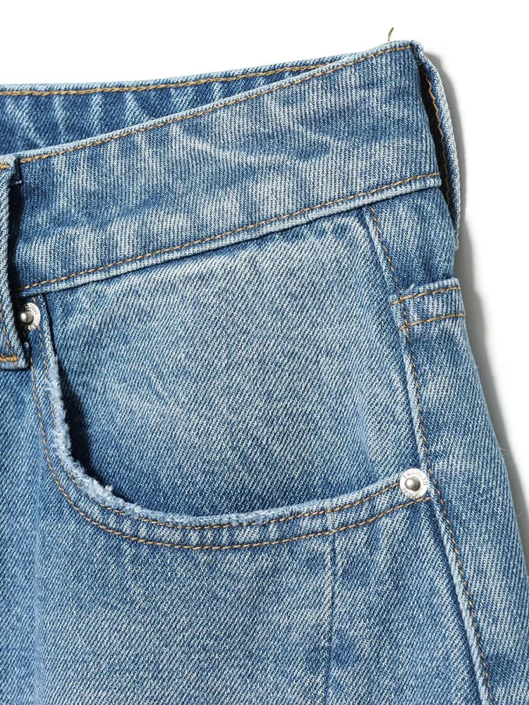 European style new women's fashion, versatile, elegant, simple and casual mid-waisted loose wide-leg jeans