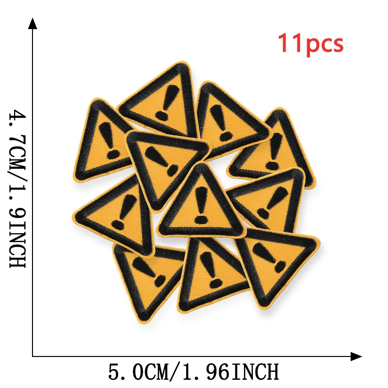 11 stücke Zeichen Verkehrs Dreieckige Outdoor Eisen Auf Patches Für Kleidung Gestickte Jacke Stoff Nähen Lot Pack Diy Coser Mochila – Detail 12