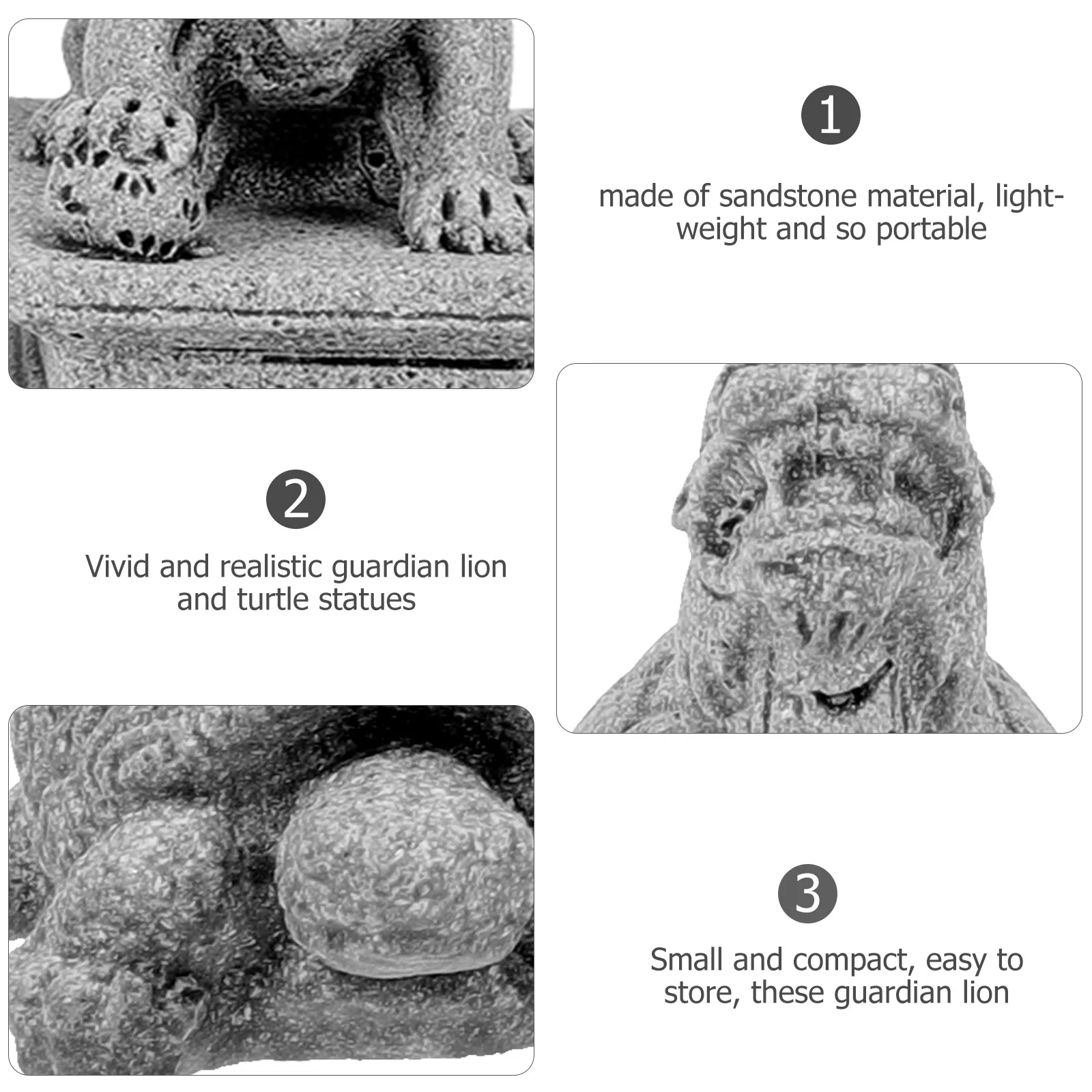 

4pcs Miniature Guardian Lion Turtle Statues Chinese Style Garden Decor Bonsai Plant Pot Micro Landscape Home Tea Table Lion