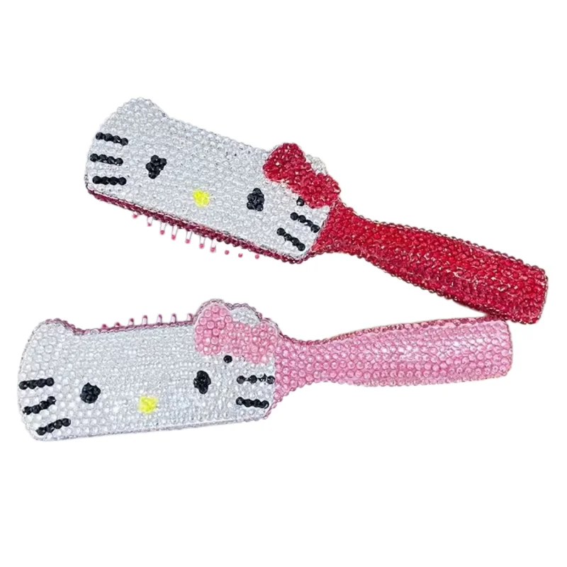 

Small Portable Makeup and Comb Hello Kitty Princess Handheld Full Diamond Comb with To Give Your Girlfriend Christmas Gift