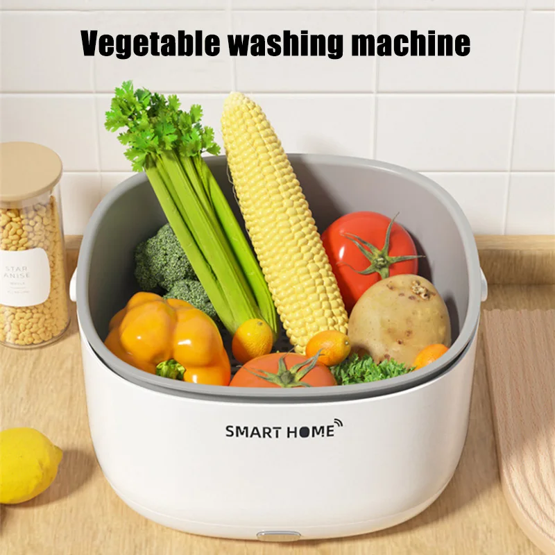 Electric Vegetable Fruit Washing Machine Ultrasound Wireless Food Grains Purifie Basket Large Capacity Cleaner For Houeshold