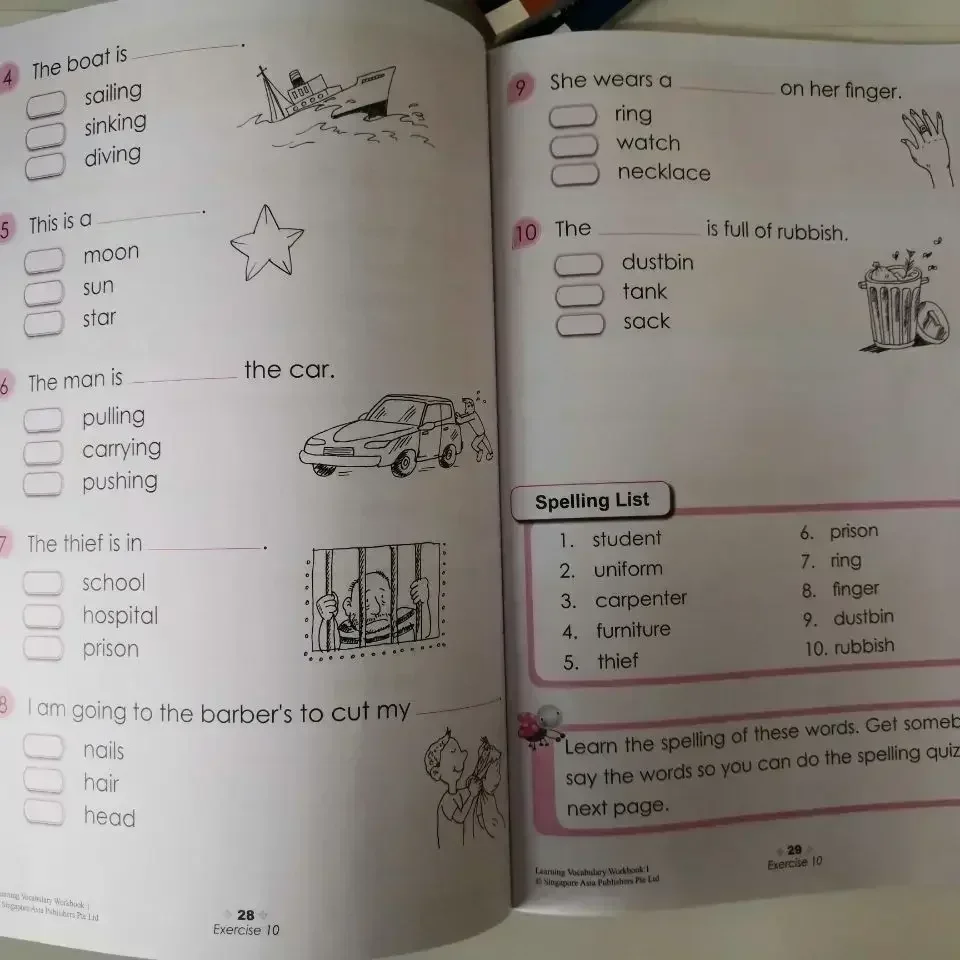6 książek/zestaw Singapurskiej Językowoznawczej Biblioteki SAP Learning Vocabulary, książki do nauki angielskiego dla klasy 1-6, dla dzieci w wieku 8-12 lat, do zadań domowych, edukacyjne.