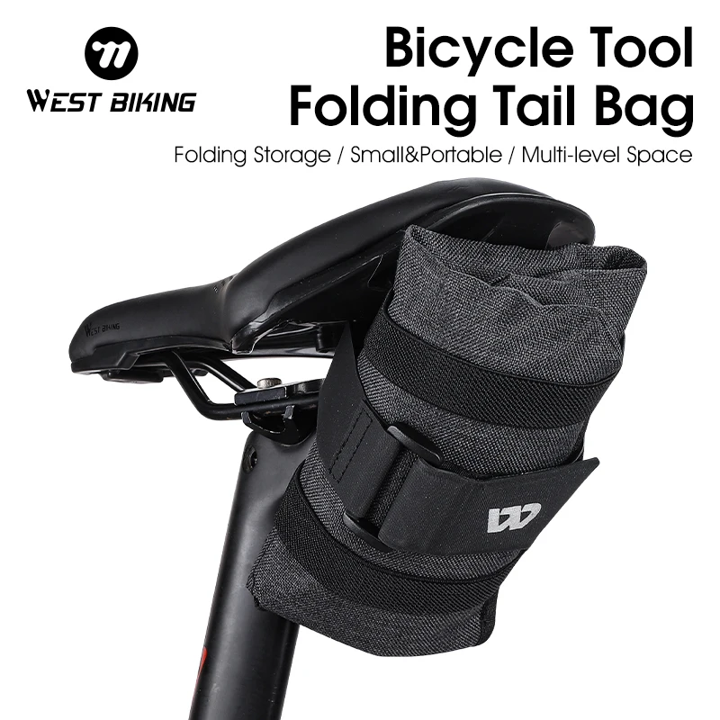 WEST BIKING Portable Bicycle Tool Kit Storage Bag Durable Top Tube Frame Saddle Bag MTB Road Burrito Pack Cycling Accessories