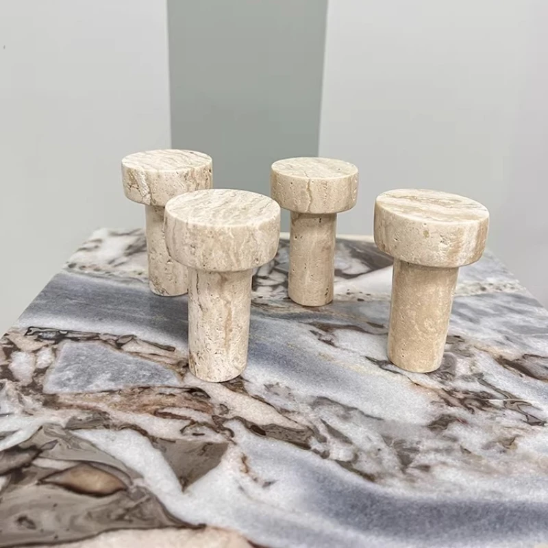 

European Wabi Sabi Style Beige Travertine Wall Hook Creative Home Decor for Villa